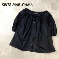 【美品】KEITA MARUYAMA タックリボン コットン ブラウス ブラック 美品】KEITA MARUYAMA タックリボン コットン ブラウス ブラック
