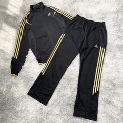 美品✨アディダス【M】セットアップ ジャージ上下/金ライン パフォーマンスロゴ