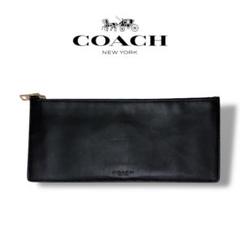 COACH ポーチ フラグメントケース 本革 ロゴ型押し ファスナー 長財布