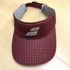 美品‼️バボラ　ギンガムチェック　赤　黒　サンバイザー　テニス　ウェア　試合