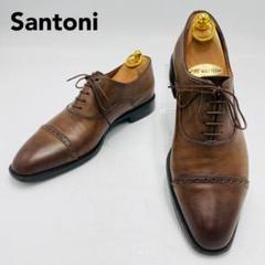 SANTONI ビジネスシューズ 6 - レザー ブラウン ストレートチップ