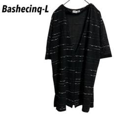 【Bashecinq-L】カーディガン　Vネック　半袖　サイドスリット　LL