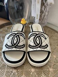CHANEL シャネル サンダル パドロック ターンロック ストロー調 23
