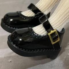 ドール用ストラップシューズ　エナメル風　黒　靴　ブライス、オビツ11にのサムネイル