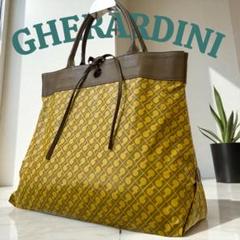 【美品】ゲラルディーニ トートバック レザー PVC 総柄 ハンドル型押 GHERARDINI - GHERARDINI ゲラルディーニ ロゴモチーフ トート