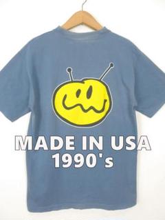 90s フェード エイリアン スマイル USA製 Tシャツ M シングルステッチ