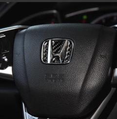 HONDA車用 ハンドルエンブレムカスタムステッカー カーボン黒 新品