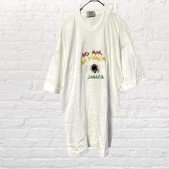 ジャマイカ製 Reggae tees♡半袖Tシャツ カットソー ホワイト　刺繍L
