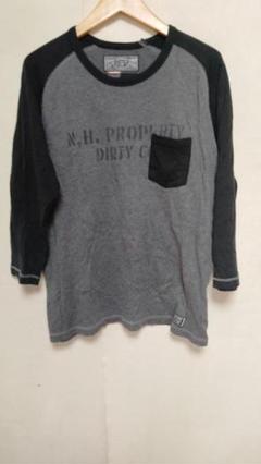 ネイバーフッド染み込みプリントラグラン七分丈Tシャツ霜降り柄黒正規品サイズL