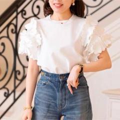 【新品未使用】TREFLE+1 トレフルプラスワン　カフスリボンブラウス Tops,ブラウス | TREFLE＋1（トレフルプラスワン）