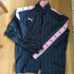 PUMA ストライプジャージジャケット ブラック/ピンク