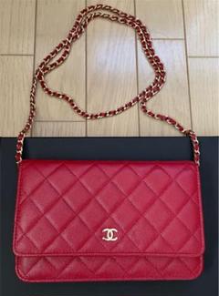 CHANEL シャネル チェーンウォレット キャビアスキン レッド