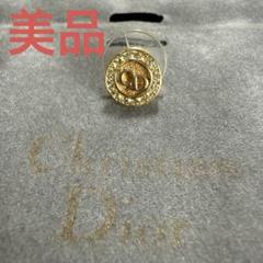 Christian Dior ラインストーン付きCDロゴラウンドピアス　美品