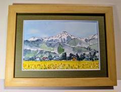国立秀雄『安曇野山畑』油絵直筆風景画裏書サイン高級額装