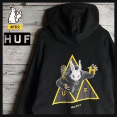 【美品】FR2×HUF 肉厚生地 ハフ パーカー フードロゴ ラビット 極希少XL】FR2×HUF 肉厚生地 ハフ パーカー フードロゴ ラビット