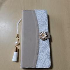 スマホケース　手帳型　ストラップ付き　グレー【新品未使用】【最終価格】
