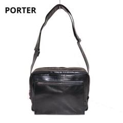 ✨未使用級✨PORTER　本革 スクエア ショルダーバッグ　ブラック