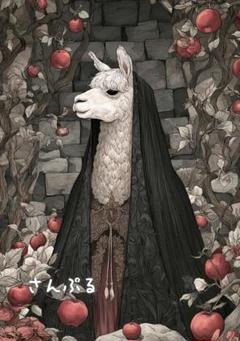 1070 オリジナル アニマルステッカー 動物 ゴシック系 アルパカ 4枚