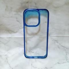 iPhone 15 Pro 用 ケース ストラップホール付き 氷面鏡 ブルー