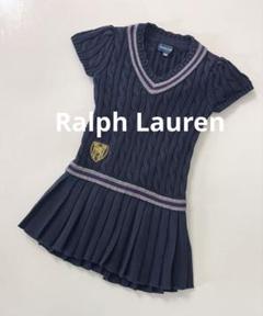 Ralph Laurenラルフローレンキッズプリーツニットワンピース半袖ネイビーのサムネイル