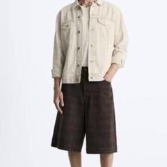 ZARA チェックプリント ジョーツ バギー ブラウン ハーフパンツ