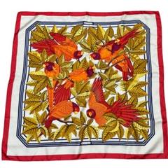 エルメス カレ 90 Les Perroquets 鳥柄 スカーフ シルク