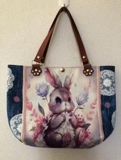 最終価格☆可愛いうさぎ☆Ａ4サイズのぷっくりバッグ☆ハンドメイド