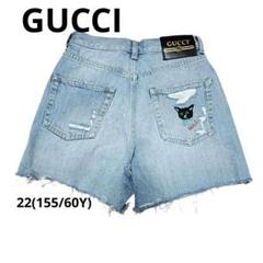 GUCCI デニムショートパンツ ライトブルー ネコちゃん 22インチ XXS GUCCI デニムショートパンツ ライトブルー ネコちゃん 22インチ XXS