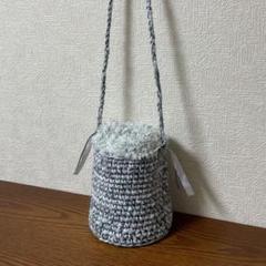 【ハンドメイド】カゴバッグ風　巾着ショルダーバッグ