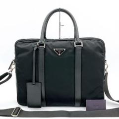 ⭐️未使用級⭐️　プラダ　サフィアーノ　ビジネスバッグ　トライアングルロゴ　黒 PRADA 極 美品 希少品 プラダ 三角ロゴ 金具 サフィアーノ