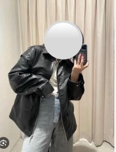 Ungrid フェイクレザージャケット サイズF 黒 Ungrid（アングリッド）の「フェイクレザーブルゾン（ブルゾン