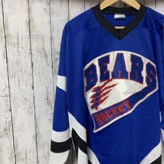 NHL BEARS ゲームシャツ　ワッペン　青　ストリート　ゆったり　ホッケー