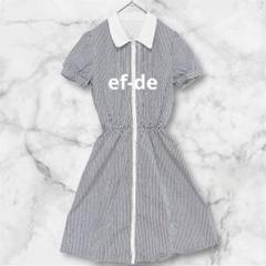 ef-de/ストライプ 半袖 膝丈 フレアシャツワンピース/3459