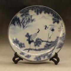 青花に紅の浮彫り寿星 急須 陶磁器 装飾品 現代工芸品 美術品
