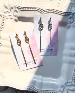 【ハンドメイド】ロングドロップピアス シルバー　イヤリング