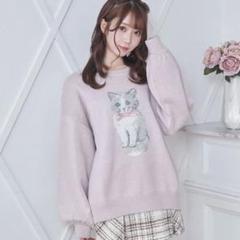 キャットジャガードビッグニット ♡ ピンク　ロゼミューズ 長袖　ワンピース キャットジャガードビッグニット ♡ ピンクロゼミューズ 長袖
