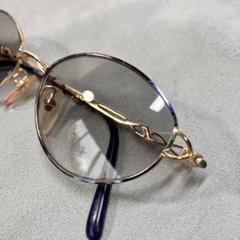 ハナエモリ サングラス　ブルー×ゴールド