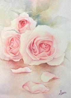 メルカリ 絵画　絵 　額付き (銀）油絵　uF6-113402　花（ばら） メルカリ 絵画 絵 額付き (銀）油絵 uF6-110902 花（ばら）