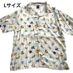 未使用　ポケモン　開襟シャツ　Lサイズ　御三家　総柄 アロハシャツ