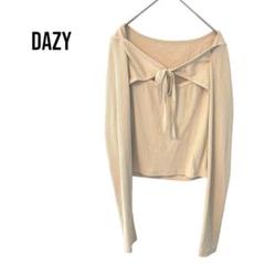 デイジーDAZY 長袖トップスカットソー　胸空きリボンレイヤード　大きめXL