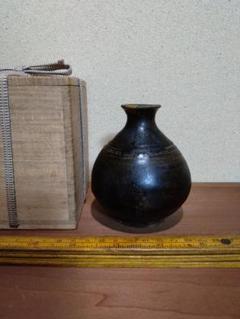 時代黒高麗徳利 高さ約13㎝ 東Y7-0324☆2F 工芸品