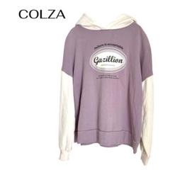 COLZA 長袖ラグランスエット　フードカジュアル　配色トレーナー
