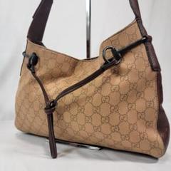 GUCCI グッチ ワンショルダーバッグ 肩掛け ホースビット GG柄 レザー