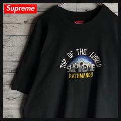 【人気Lサイズ】シュプリーム☆ センター刺繍ロゴ入り 半袖 Tシャツ　ブラック
