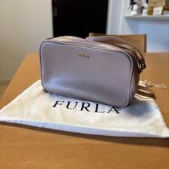 美品 FURLA フルラ リリー 薄ピンクベージュ ロゴ ショルダーバッグ