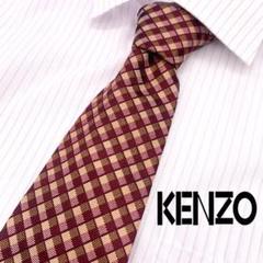n131 【極美品】KENZO チェック柄 日本製 ネクタイ シルク100%