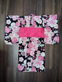 110 花柄 浴衣、帯のセット
