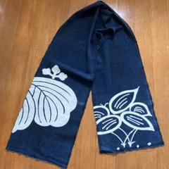 藍染筒描き三巾加賀のれん時代物木綿古布 ソ-282