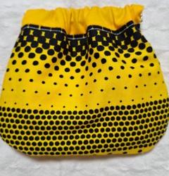 ラスト　水玉　黄色ドット　パンプキン　バネロポーチ　ポーチ　金具10cm