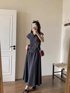 大人のセットアップ✨夏にぴったりロング丈シンプルコーデ　デートにも最適！